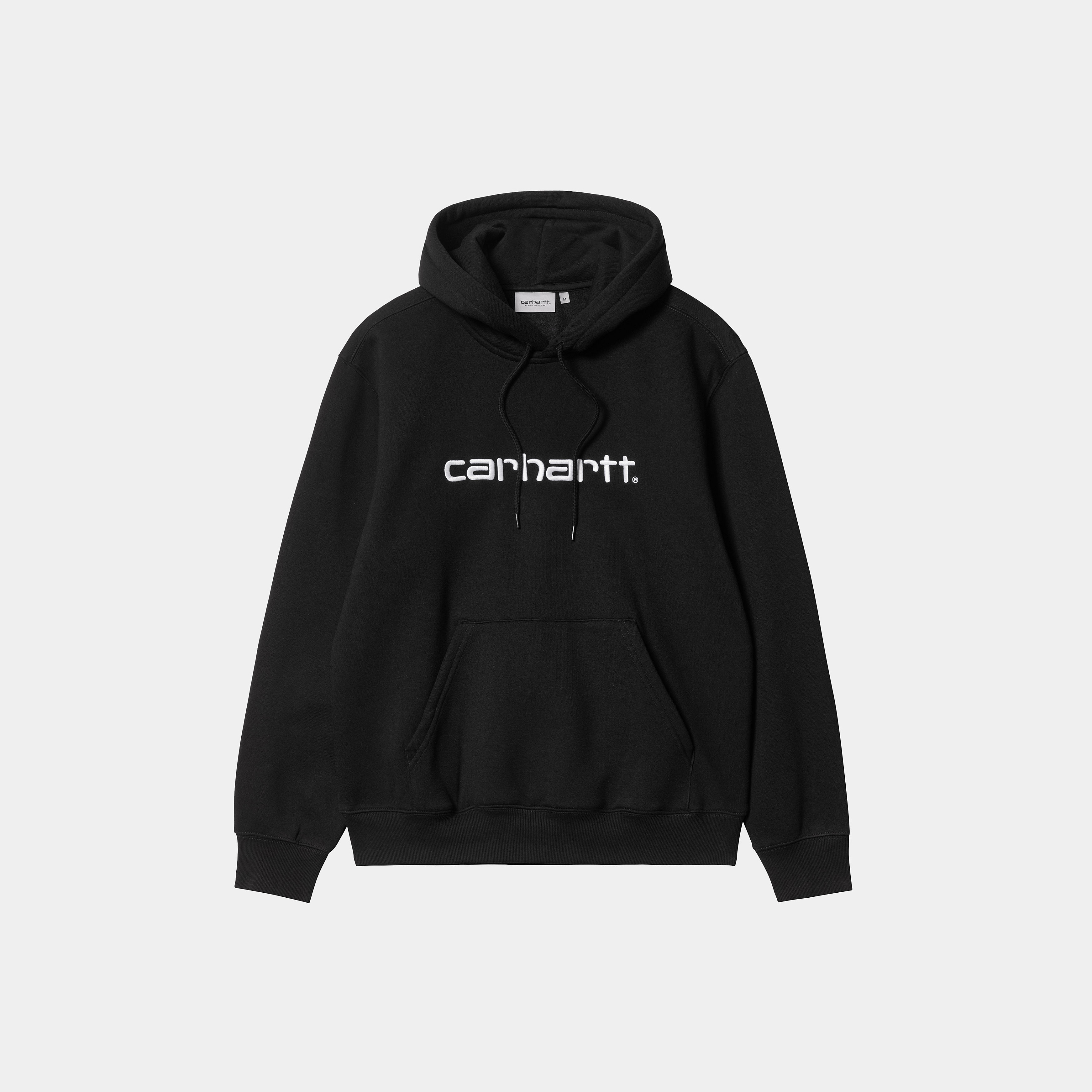 -(E17e3)-CARHARTT WIP HOODED SWEATSHIRT 經典款 大字 刺繡 LOGO 鋪棉 帽T 黑白-I030547_0D2_XX