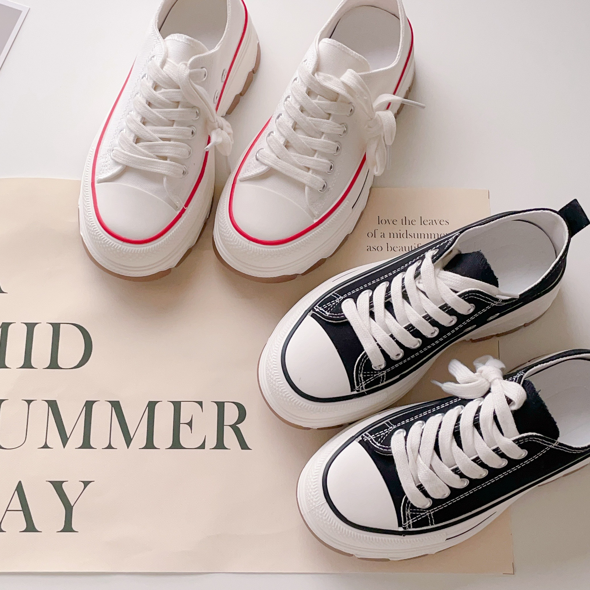 現貨🚚升級重製版✨休閒百搭怪厚底帆布鞋💕共2色