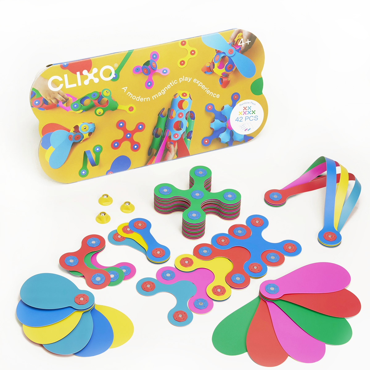 【Clixo 創樂多磁力片】歡樂組彩虹色42片