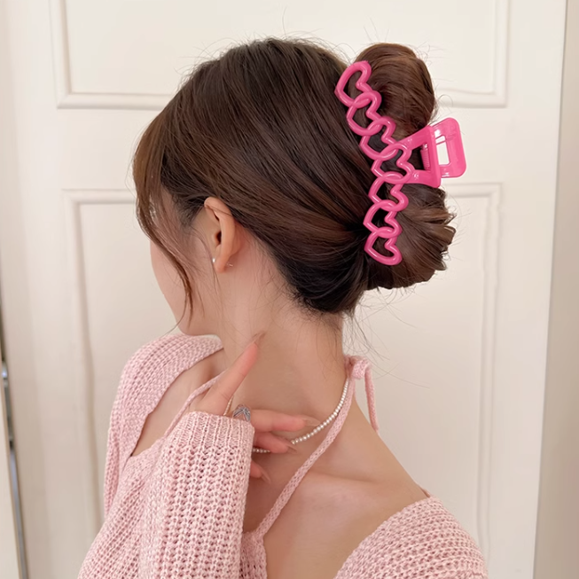 [2 FOR RM10] Candy-colored Hollow Heart Hair Claw