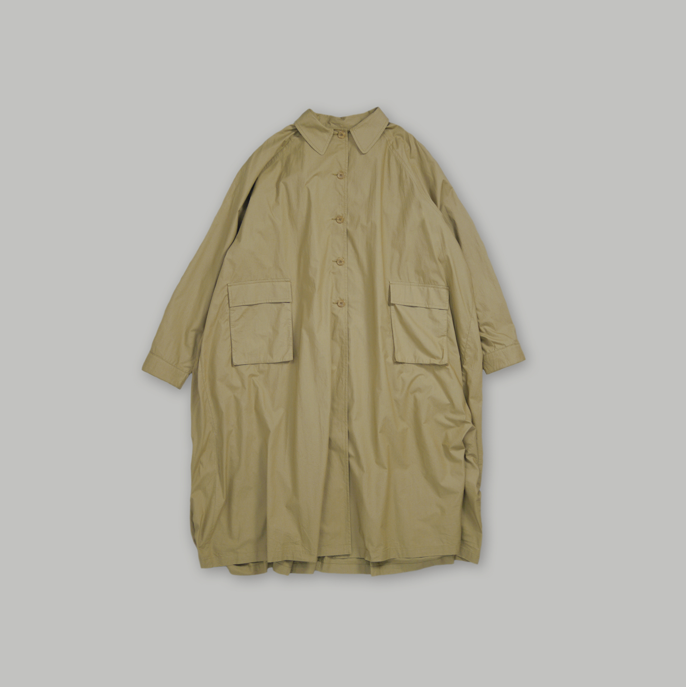 J.P.L. 寬領拉克蘭袖壓褶寬鬆風衣