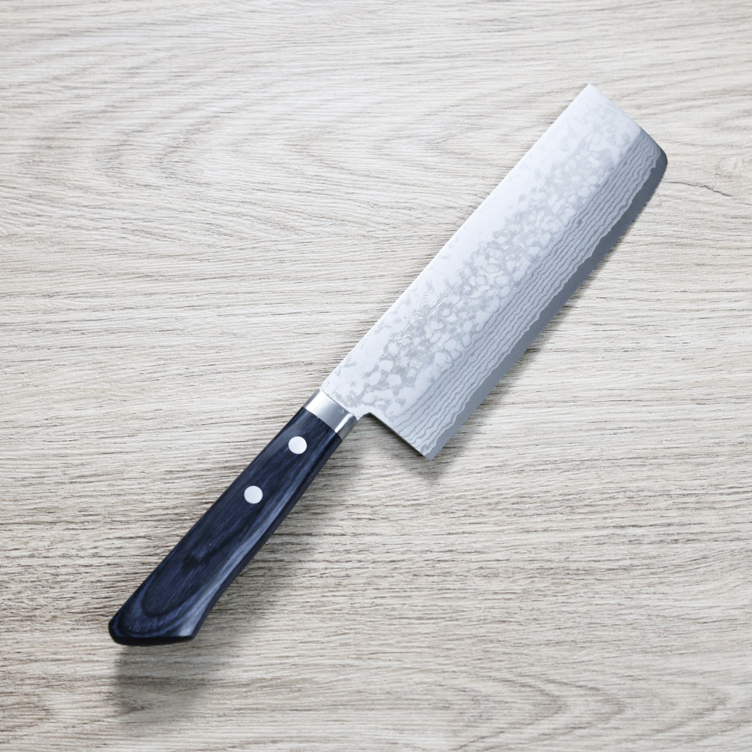 增谷訓生 寬版菜切 165mm VG10鋼 彩流 藍柄