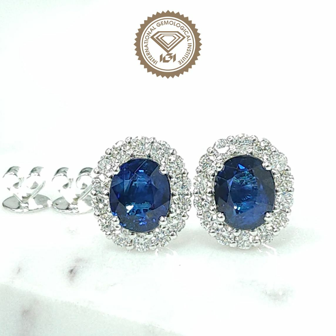 18K White Gold 2.26 Sapphire and Diamond Earrings