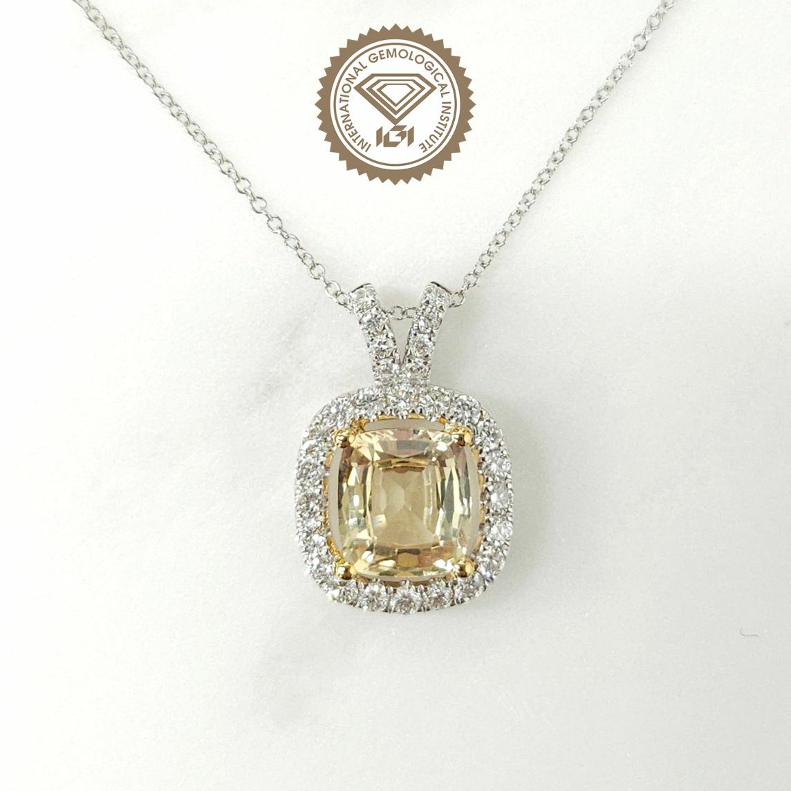 18K White Gold 1.98ct Sapphire and Diamond Pendent