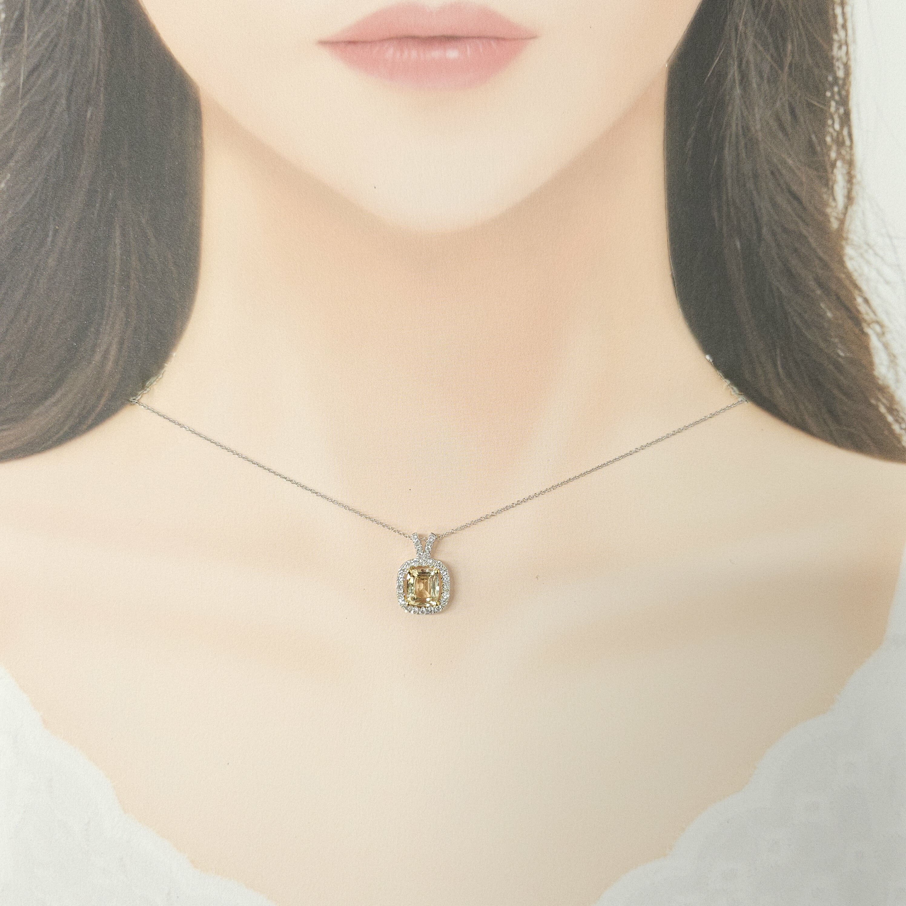 18K White Gold 1.98ct Sapphire and Diamond Pendent