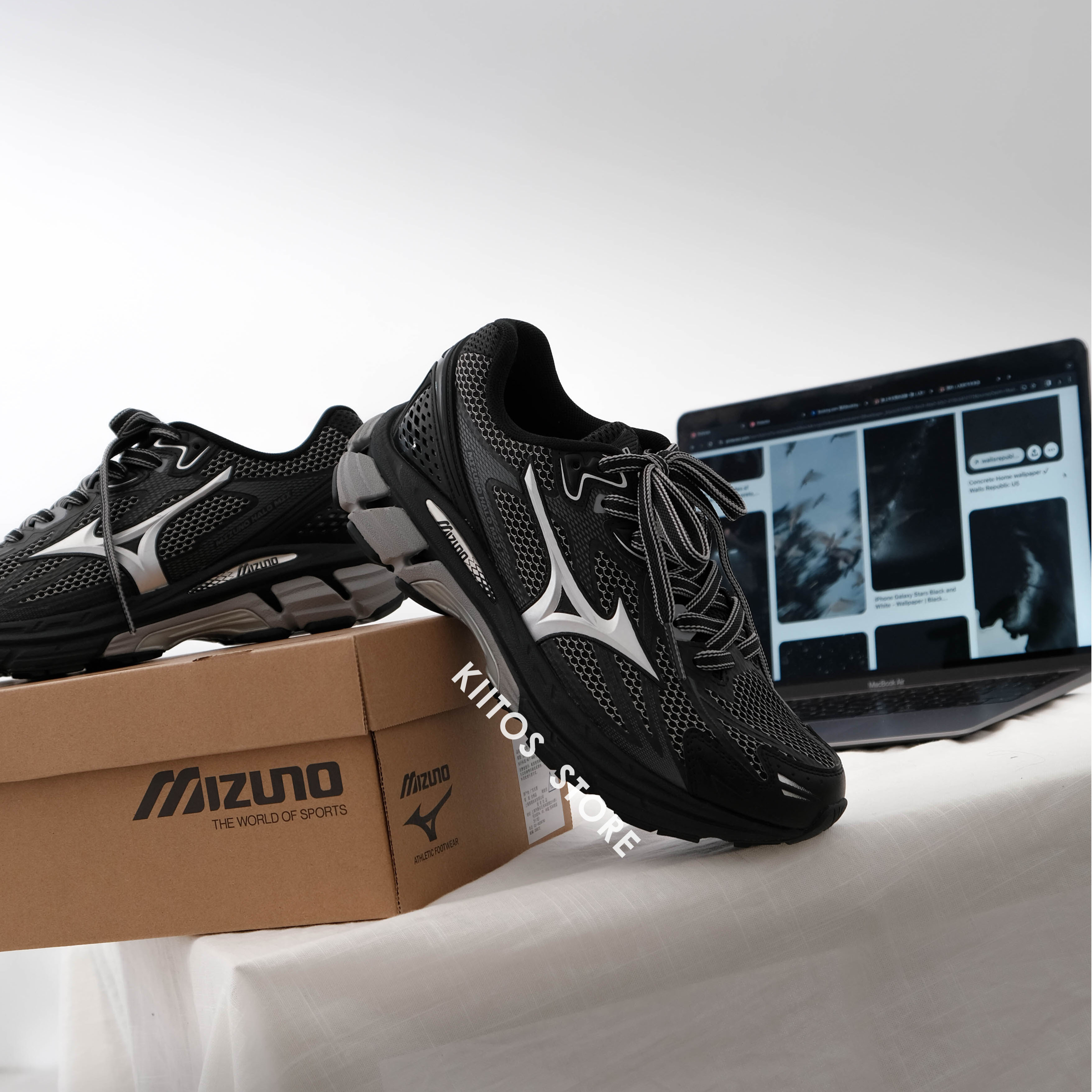 安価 ワタナベ Mizuno 美津濃HALO MIX Арт Black Silver 減震慢跑鞋黑銀D1GH24080 工芸品