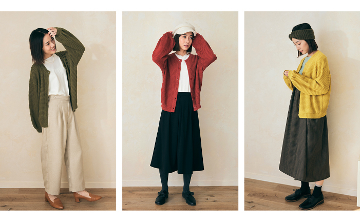 針織泡芙袖外套三色穿起來的樣子