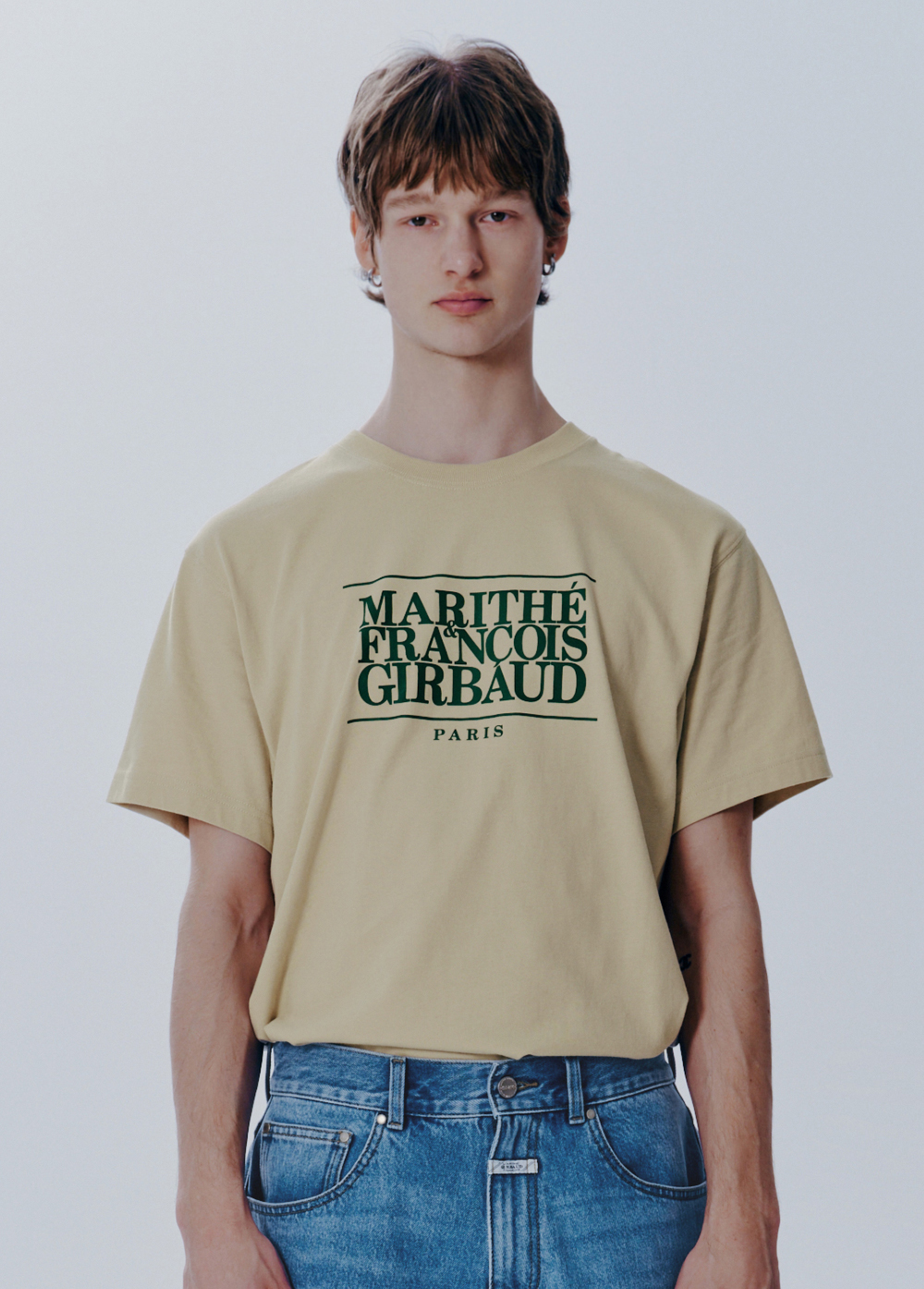 ★Marithe + Francois Girbaud★ CLASSIC LOGO TEE khaki beige Marithe Francois Girbaud CLASSIC LOGO TEE KHAKI BEIGE