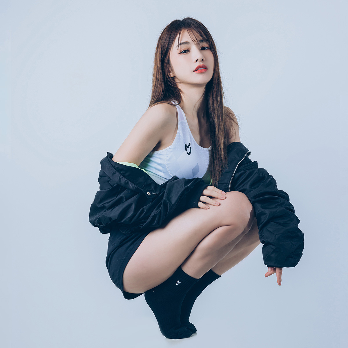 MJ中筒抗菌運動襪（黑）