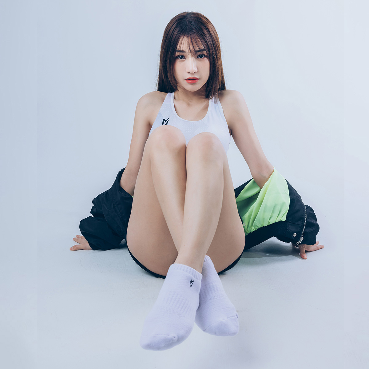 MJ踝型抗菌運動襪（白）