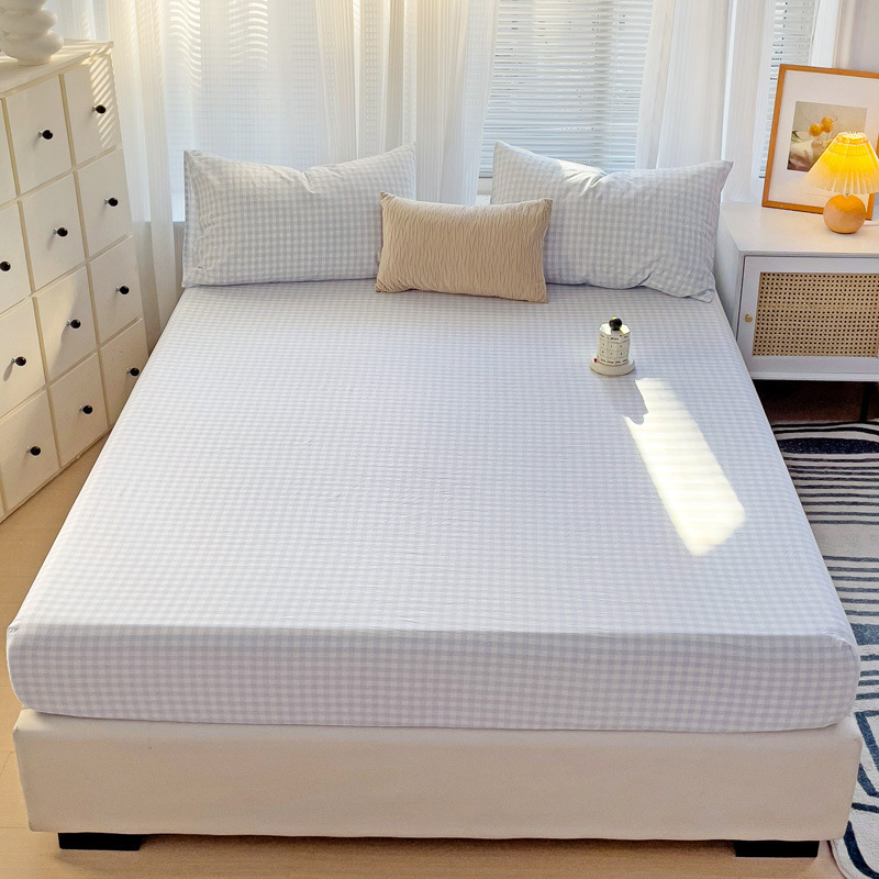 《3827》春季水洗棉格子三件套床套組