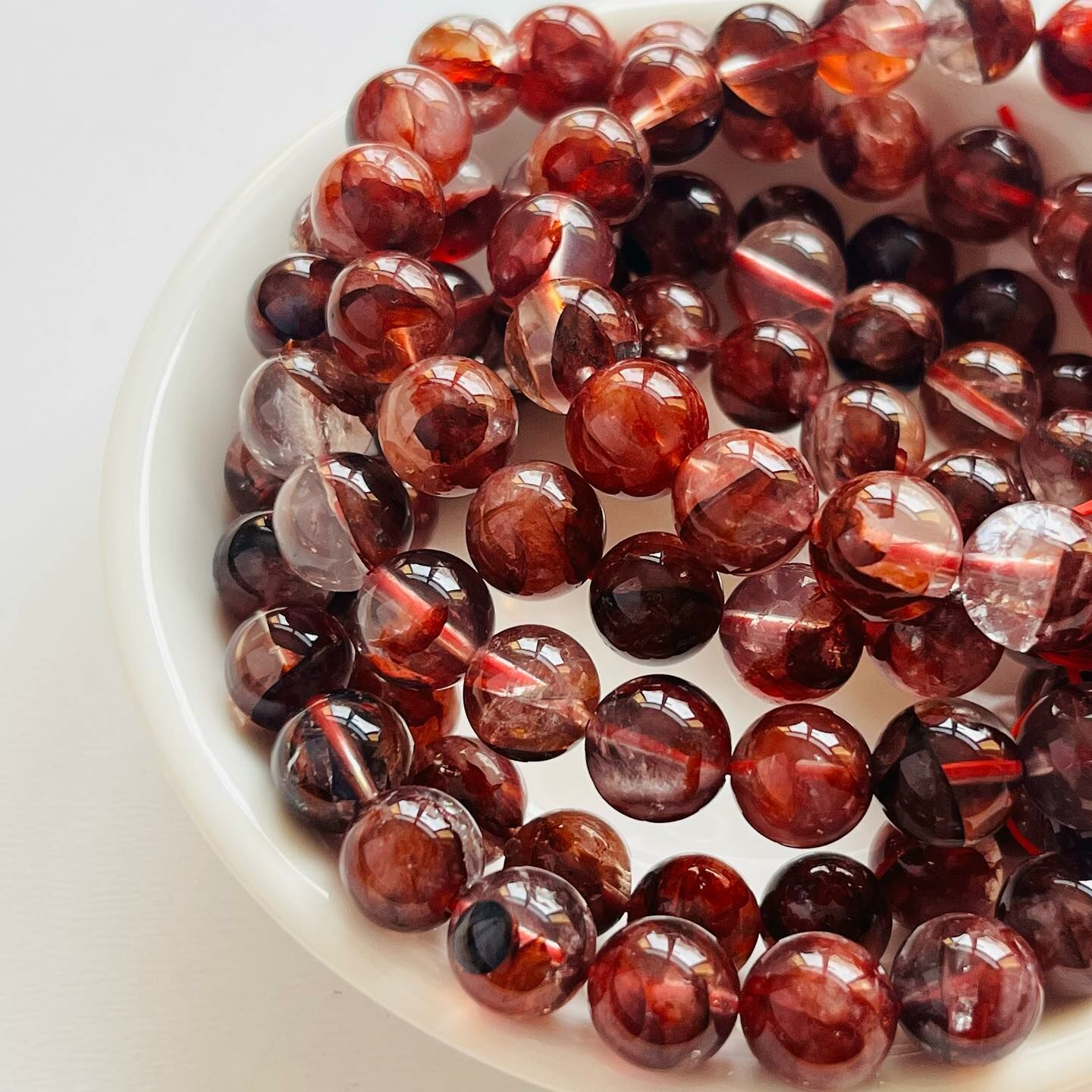 [原石] 紅膠花 水晶手串