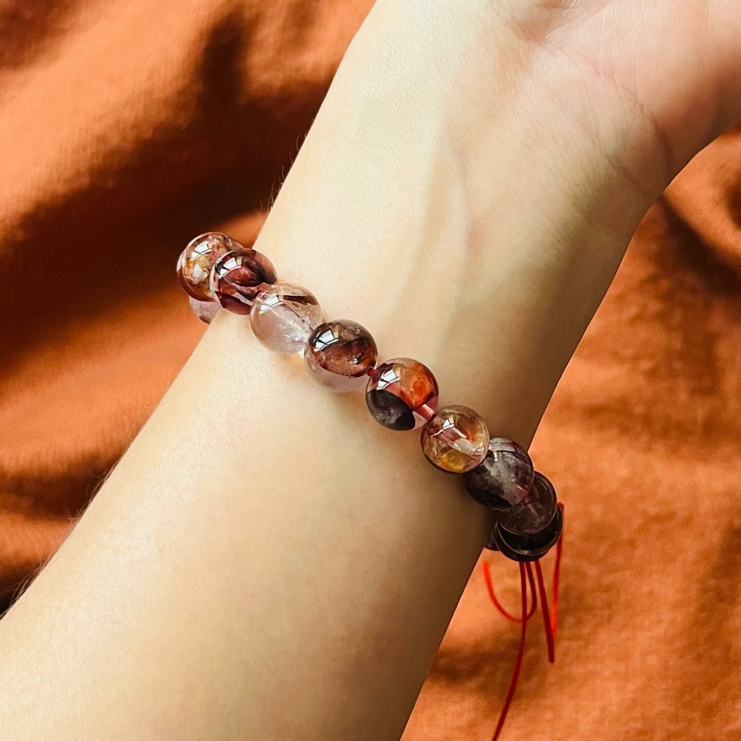 [原石] 紅膠花 水晶手串