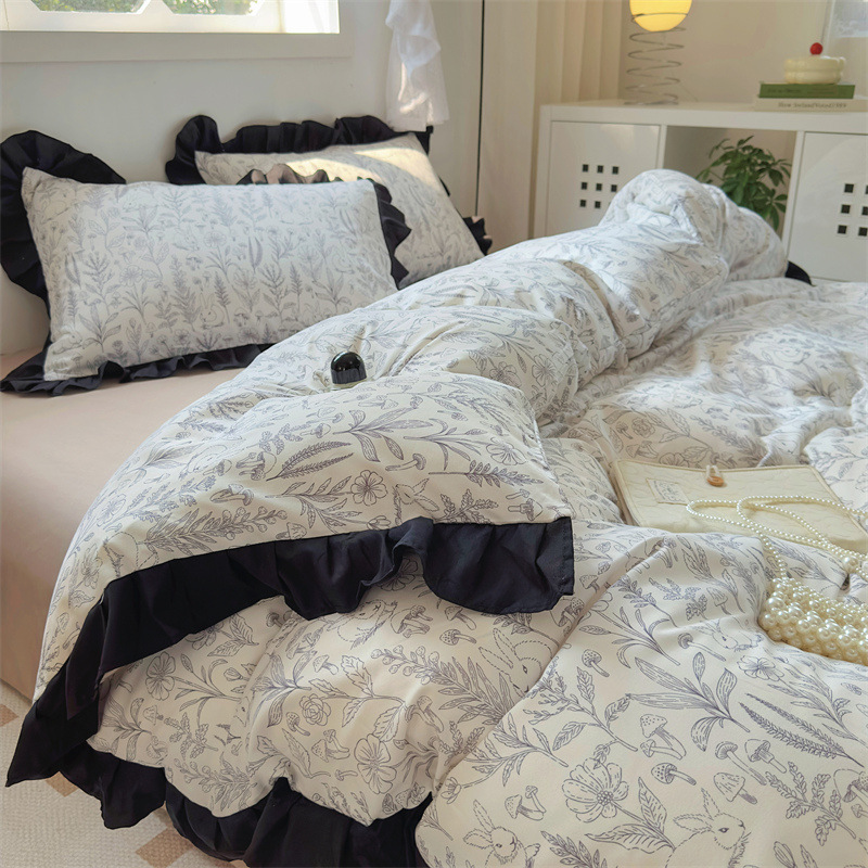 《3828》法式水洗棉花邊四件套床包組