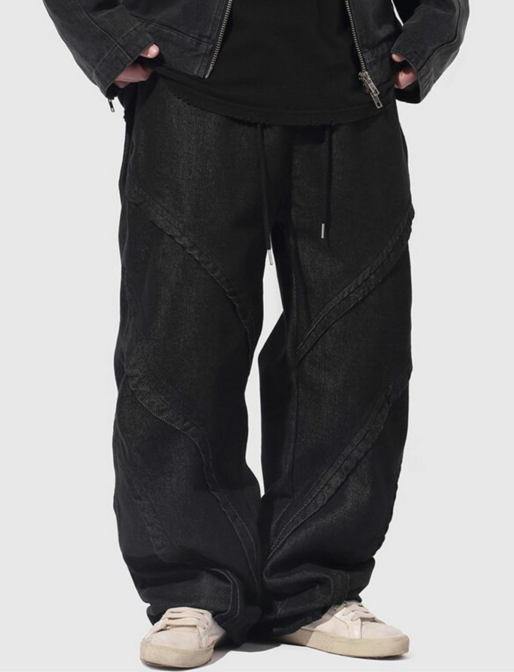 淨色暗斜紋鬆身牛仔褲 P2726