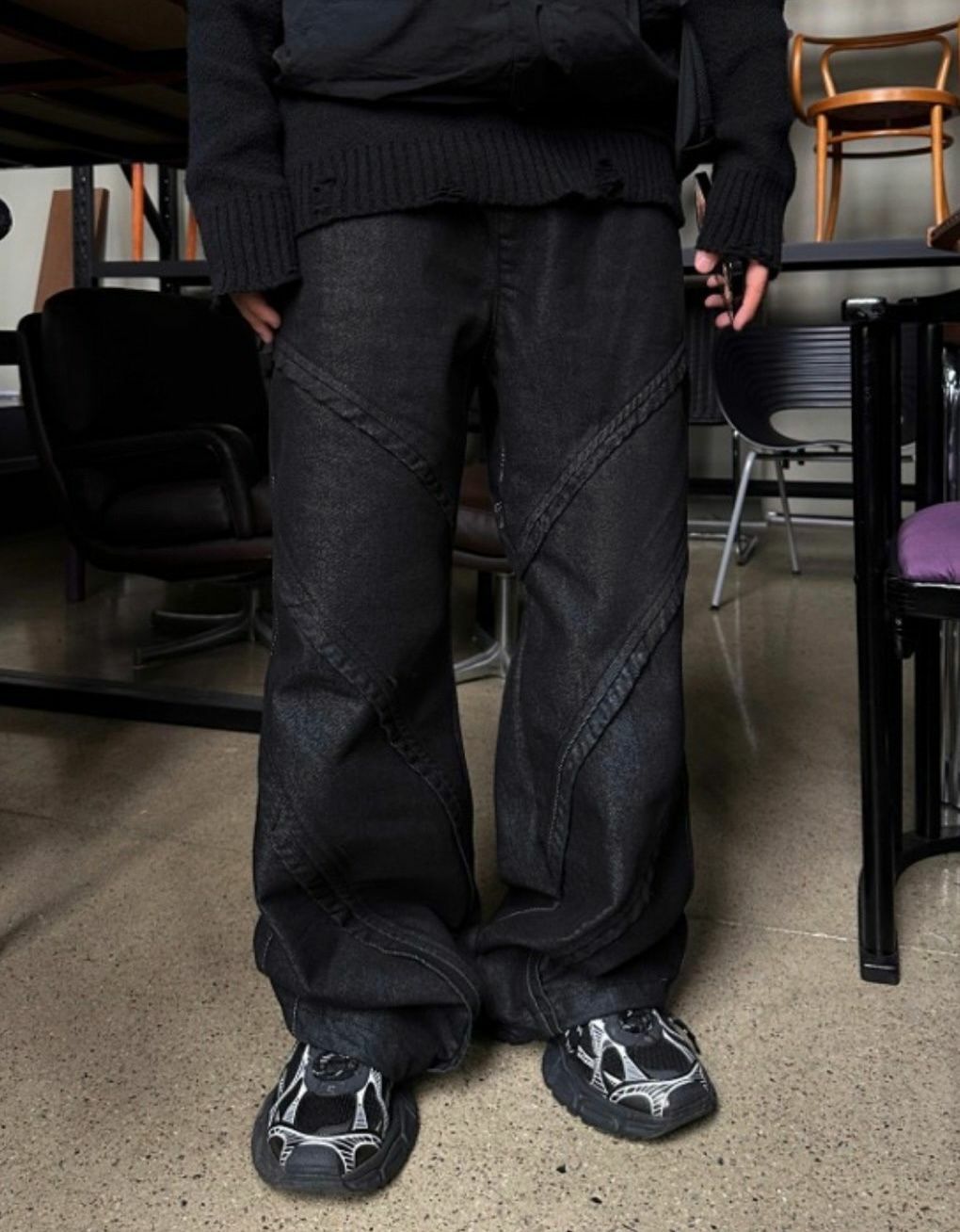 淨色暗斜紋鬆身牛仔褲 P2726