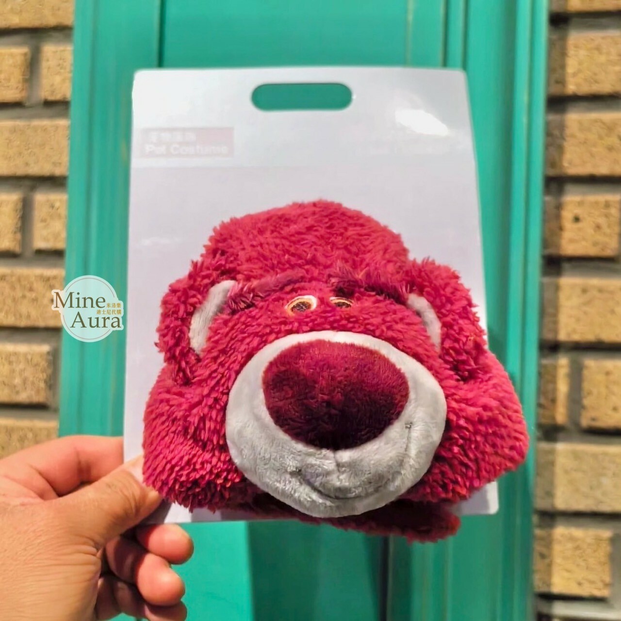 熊抱哥 Lotso 絨毛大頭造型 寵物 頭套 寵物用品 玩具總動員 Toy Story -上海迪士尼樂園
