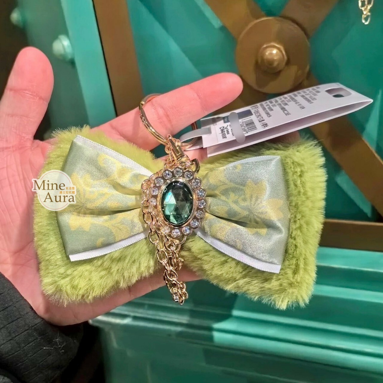 (限時特價) 奇妙仙子 Tinker Bell 亮鑽寶石 絨毛 毛毛 蝴蝶結造型 鑰匙圈 吊飾 小飛俠 彼得潘 Peter Pan -上海迪士尼樂園