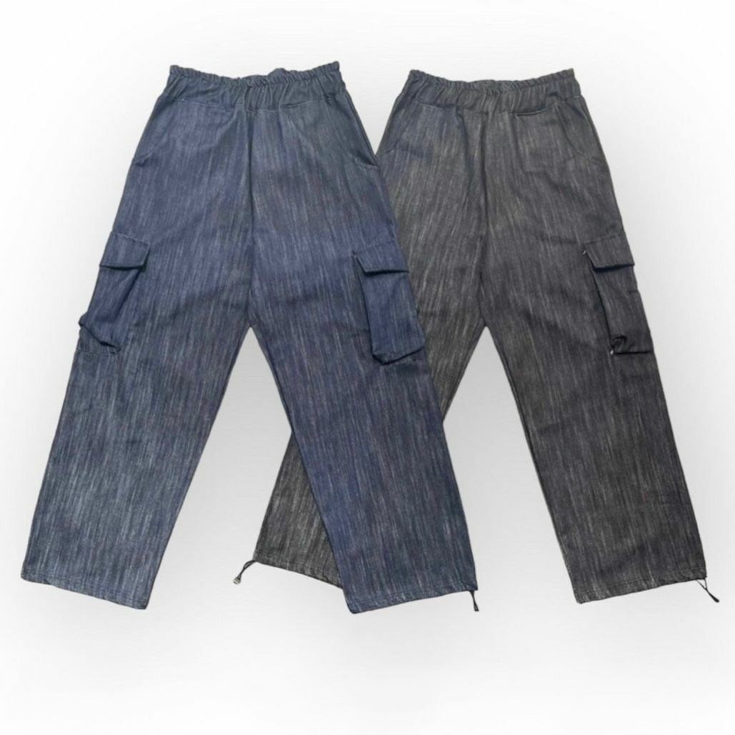 條紋可束腳工裝鬆身褲 P2730