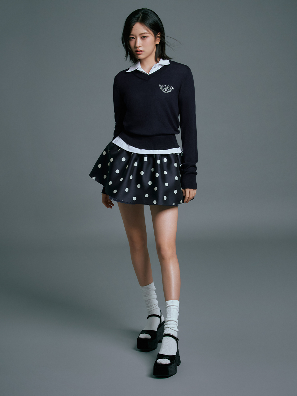 ●Mardi Mercredi●VOLUME MINI SKIRT_NAVY ○Mardi Mercredi○VOLUME MINI SKIRT_NAVY