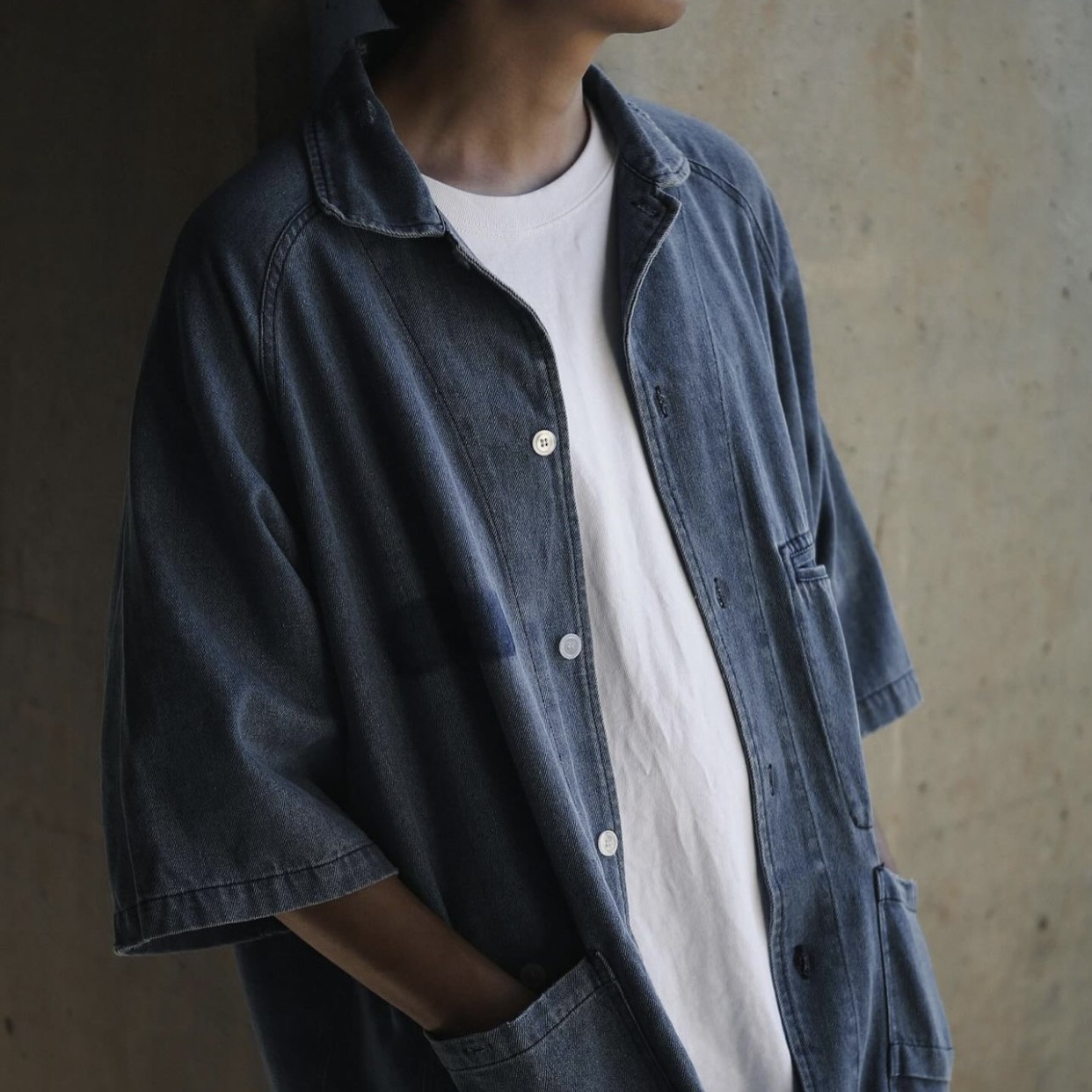 IDEALISM IDE Denim Work 丹寧 套裝 工作衫 工作褲 短袖 短褲