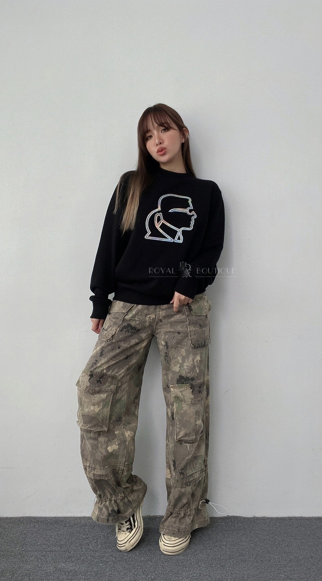 KARL LAGERFELD 卡爾 老佛爺側臉變色果凍膠人像大學T