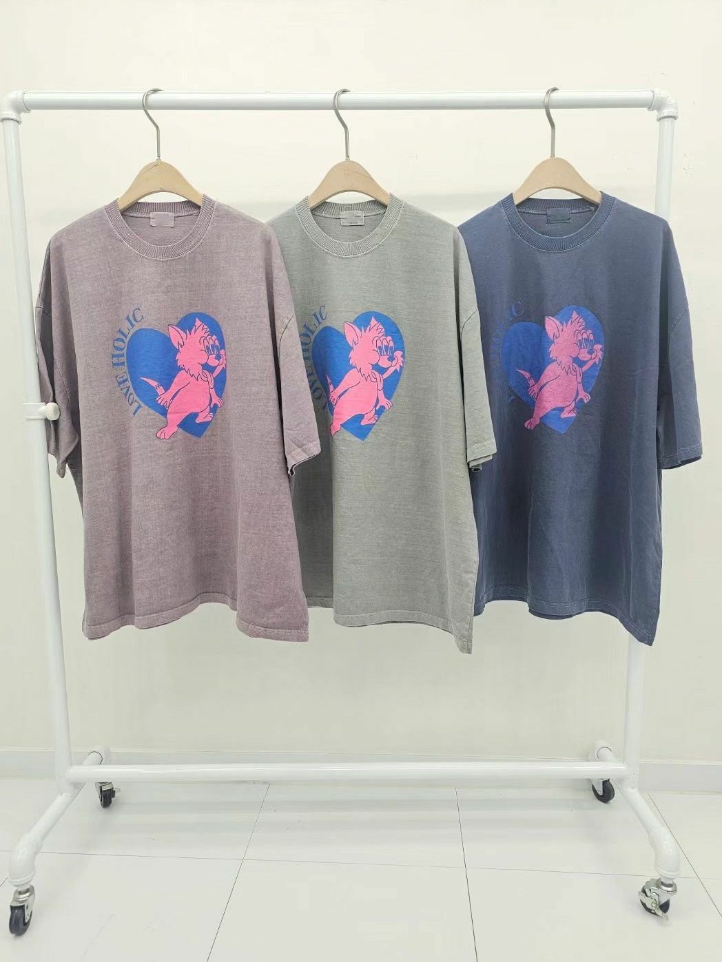 洗水狗仔圖案英文字短袖Tee T5348