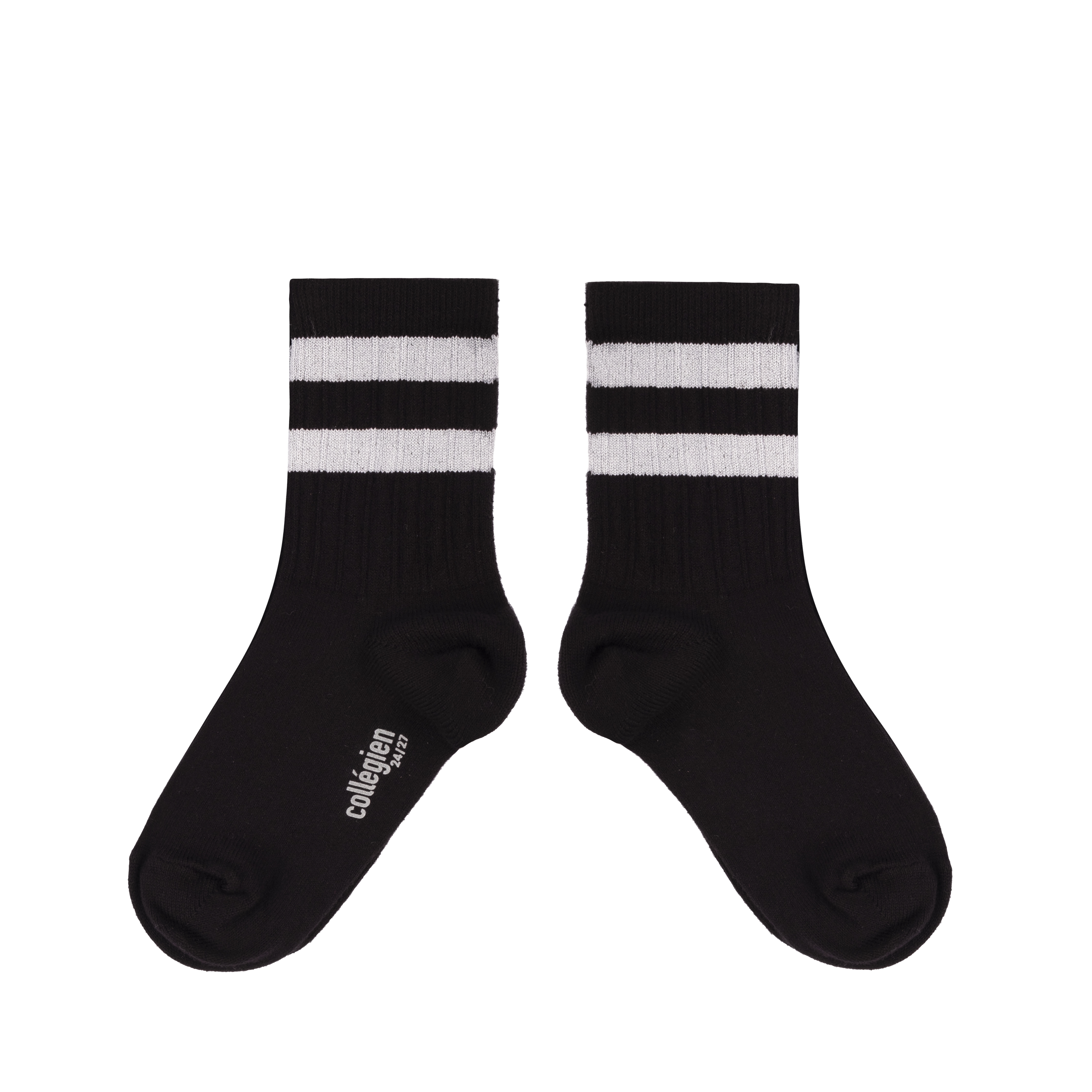 COLLÉGIEN - Nico Ribbed Varsity Crew Socks（Noir de Charbon）