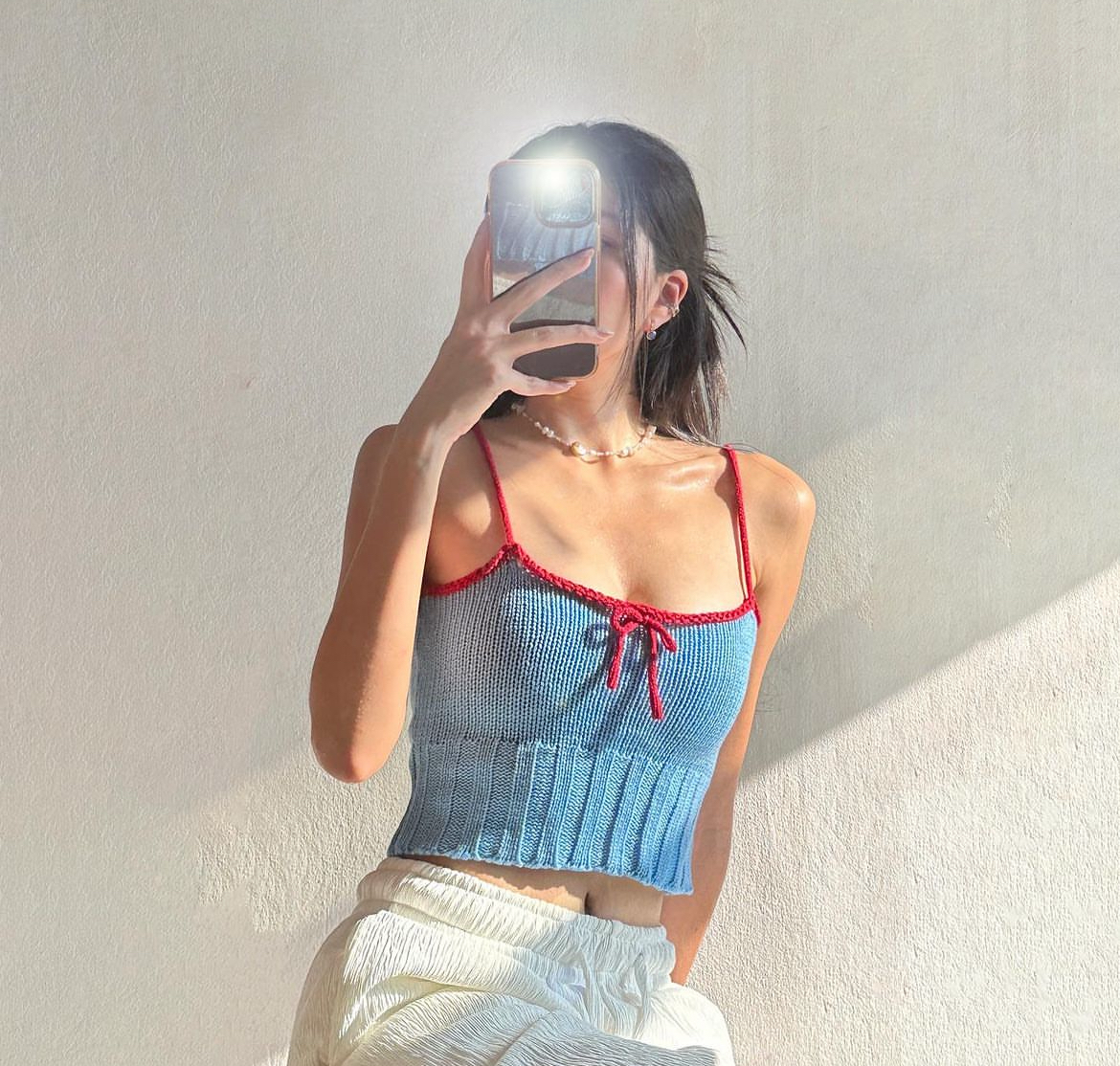 TH KNIT CROP SLEEVELESS (BLUE)