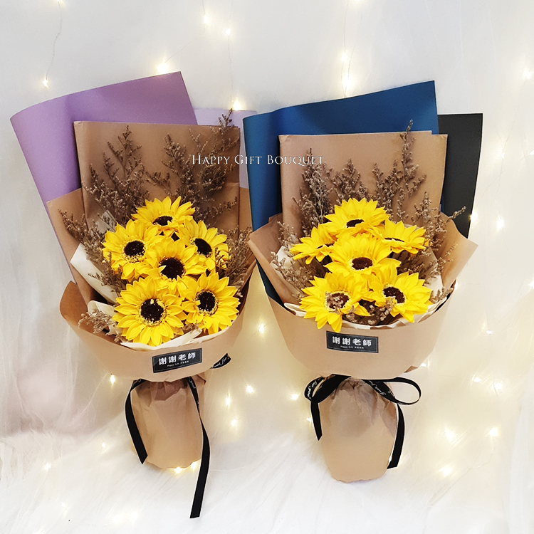 6朵向日葵香皂花花束,6朵太陽花香皂花束,畢業花束
