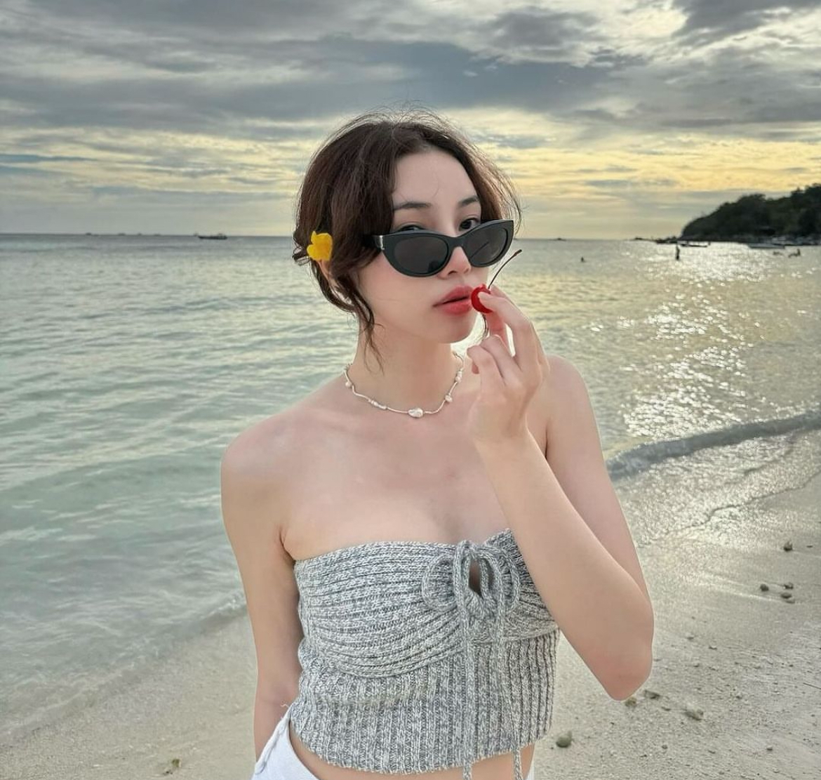 TH MIXED KNIT TOP (GREY)