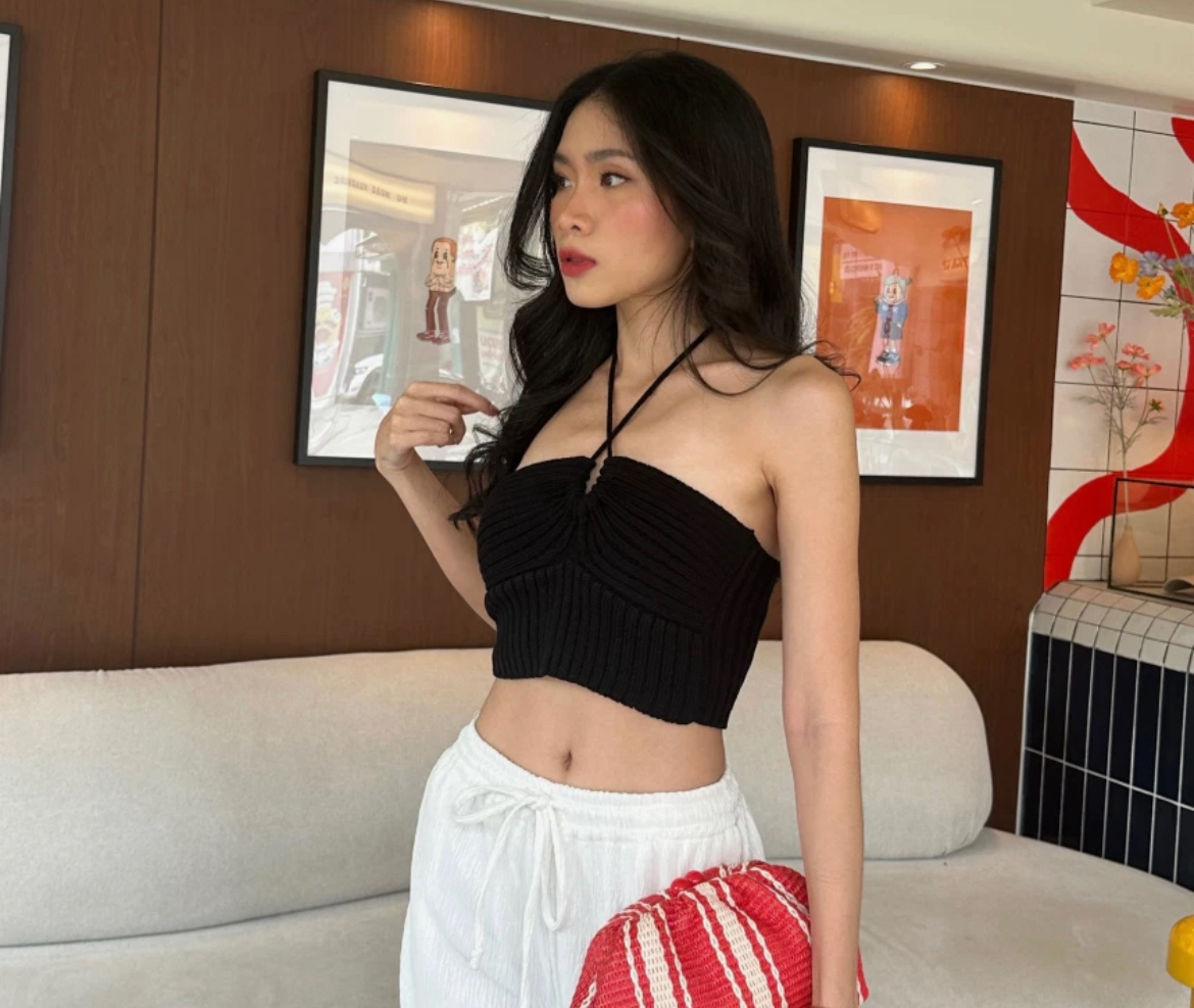 TH MIXED KNIT TOP (BLACK)