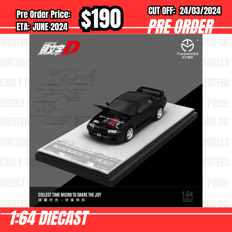 RS-$190 * Time Micro * 1:64 Nissan Skyline GTR R32 Initial D [OD17/03]