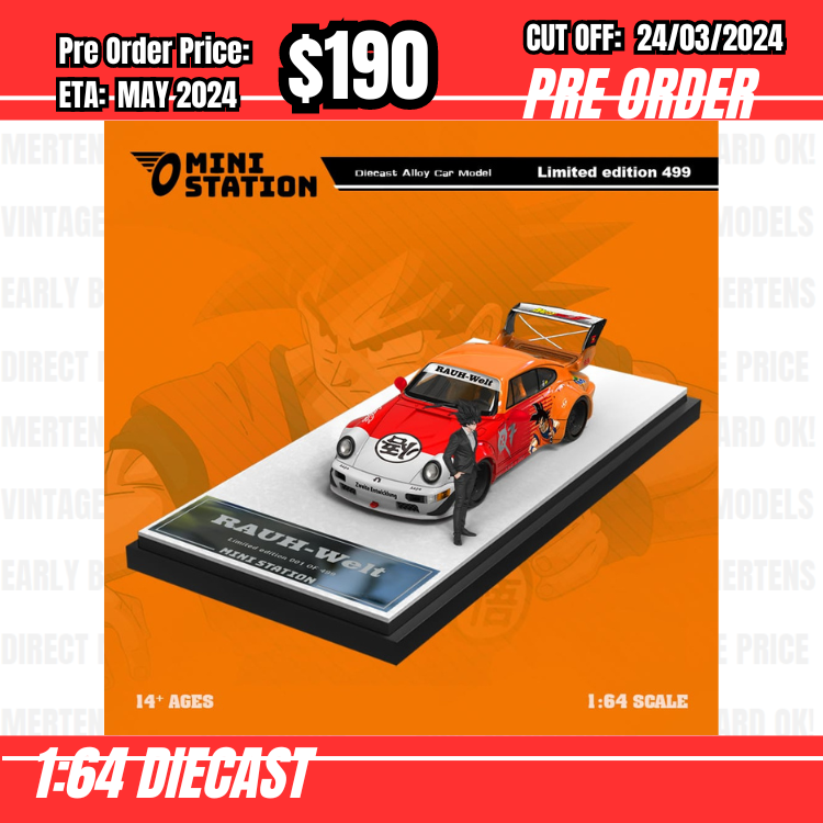RS-$190 * Time Micro * 1:64 Porsche RWB964 GT Wing Dragon Ball White/Orange [OD17/03]
