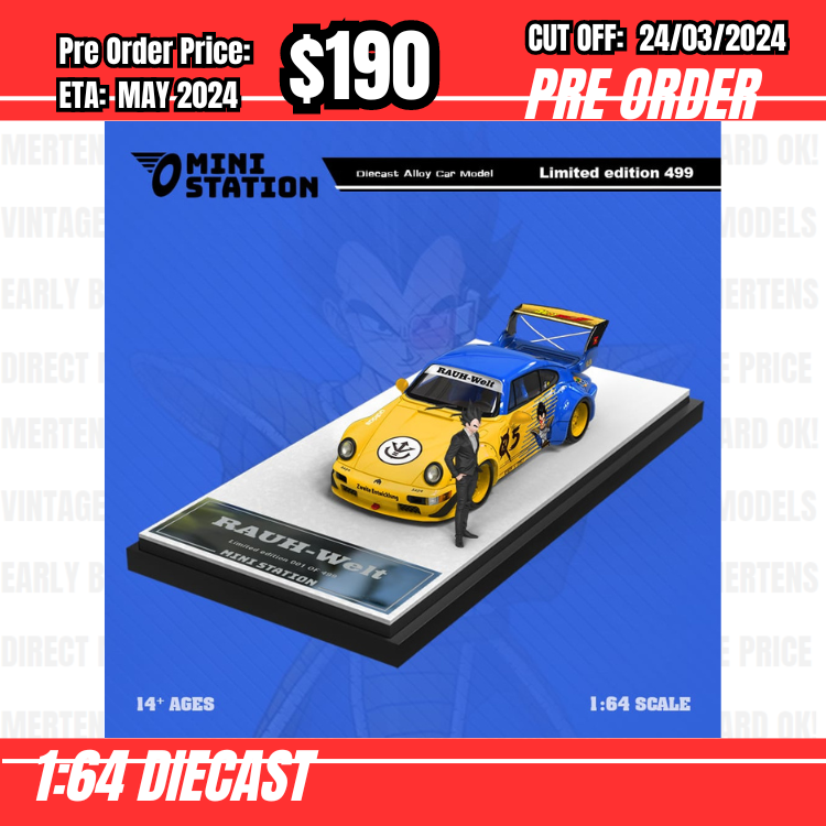 RS-$190 * Time Micro * 1:64 Porsche RWB964 GT Wing Dragon Ball Yellow/Blue [OD17/03]