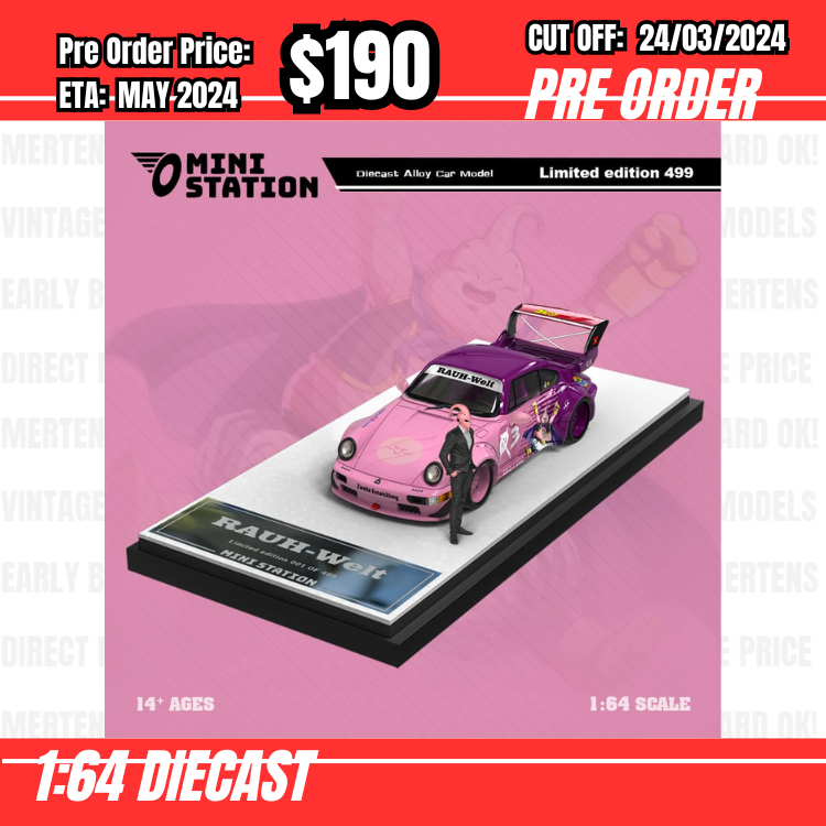 RS-$190 * Time Micro * 1:64 Porsche RWB964 GT Wing Dragon Ball Blue/Pink [OD17/03]