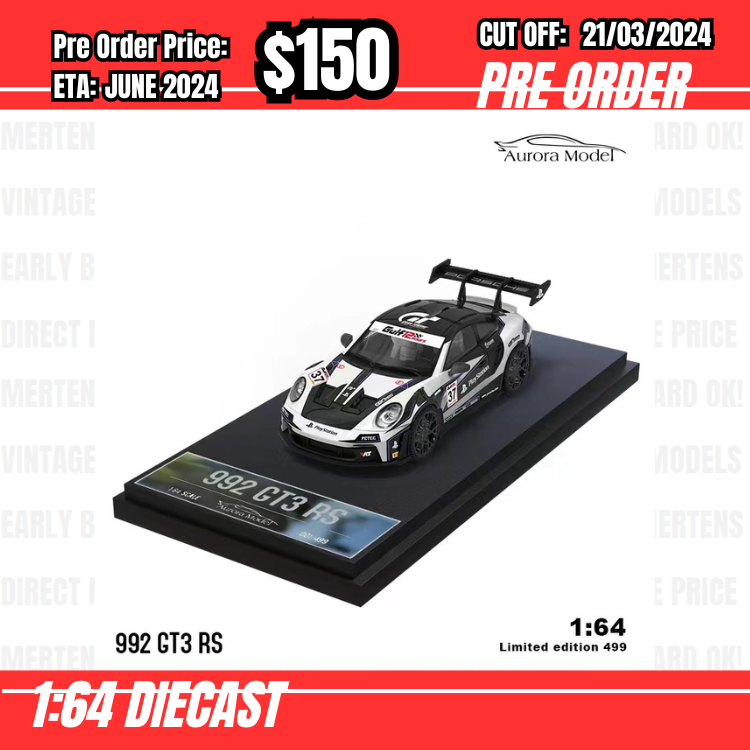 RS-$150 * Time Micro * 1:64 Porsche 992 GT3 RS White/Black #37 [OD17/03]