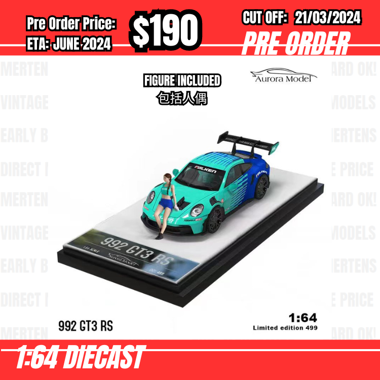 RS-$190 * Time Micro * 1:64 Porsche 992 GT3 RS Falken w/figure [OD17/03]