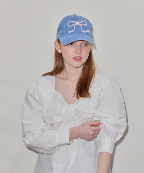ronron - HEART RIBBON BALL CAP (BLUE)