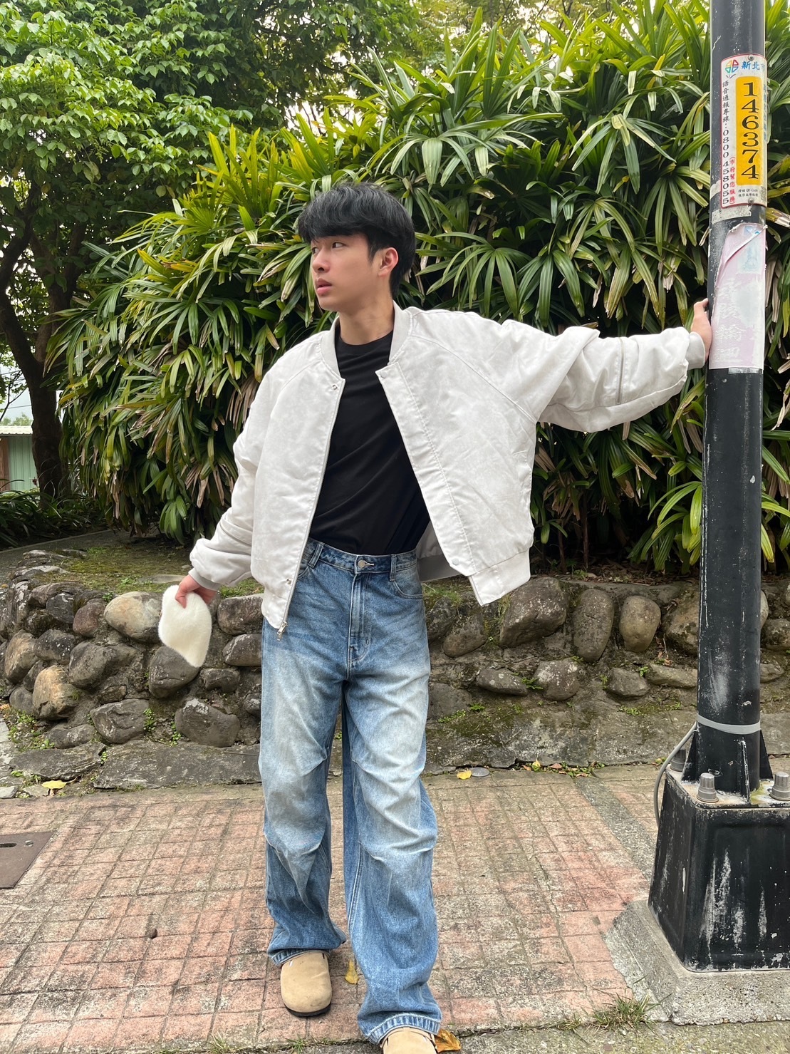 🇰🇷韓國 解構 內摺 寬鬆 牛仔褲