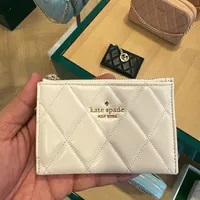 [S] KATE SPADE KG426 CAREY SMOOTH QUILTED SM CARD HOLDER,PARCHMENT, 196021443534 (SKS988)