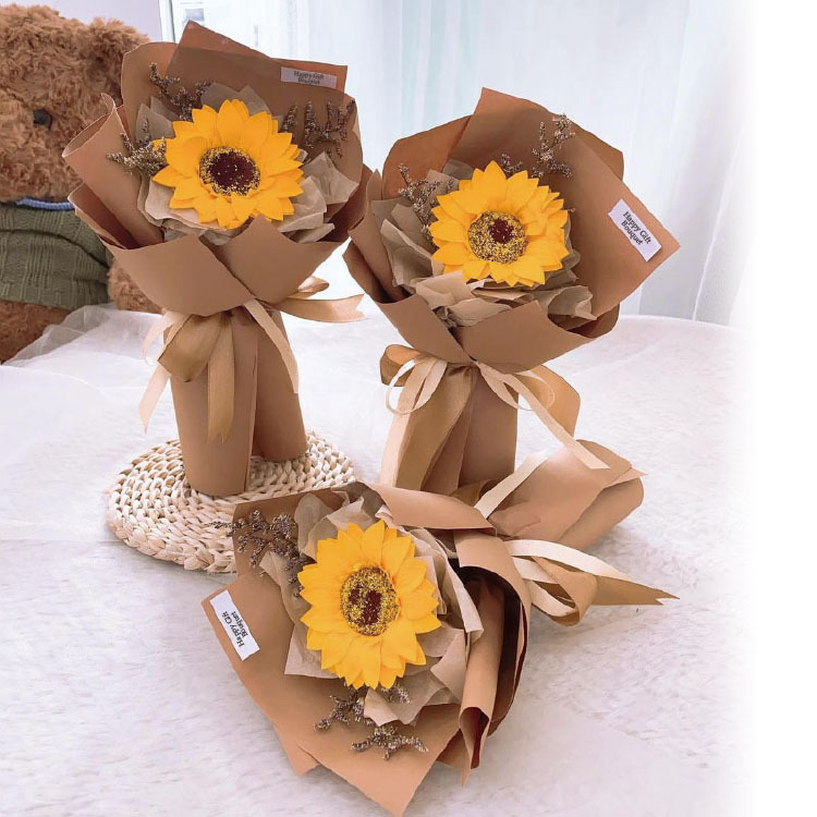 單朵向日葵香皂花乾燥花花束,sunflower soap flowers dried flower bouquet