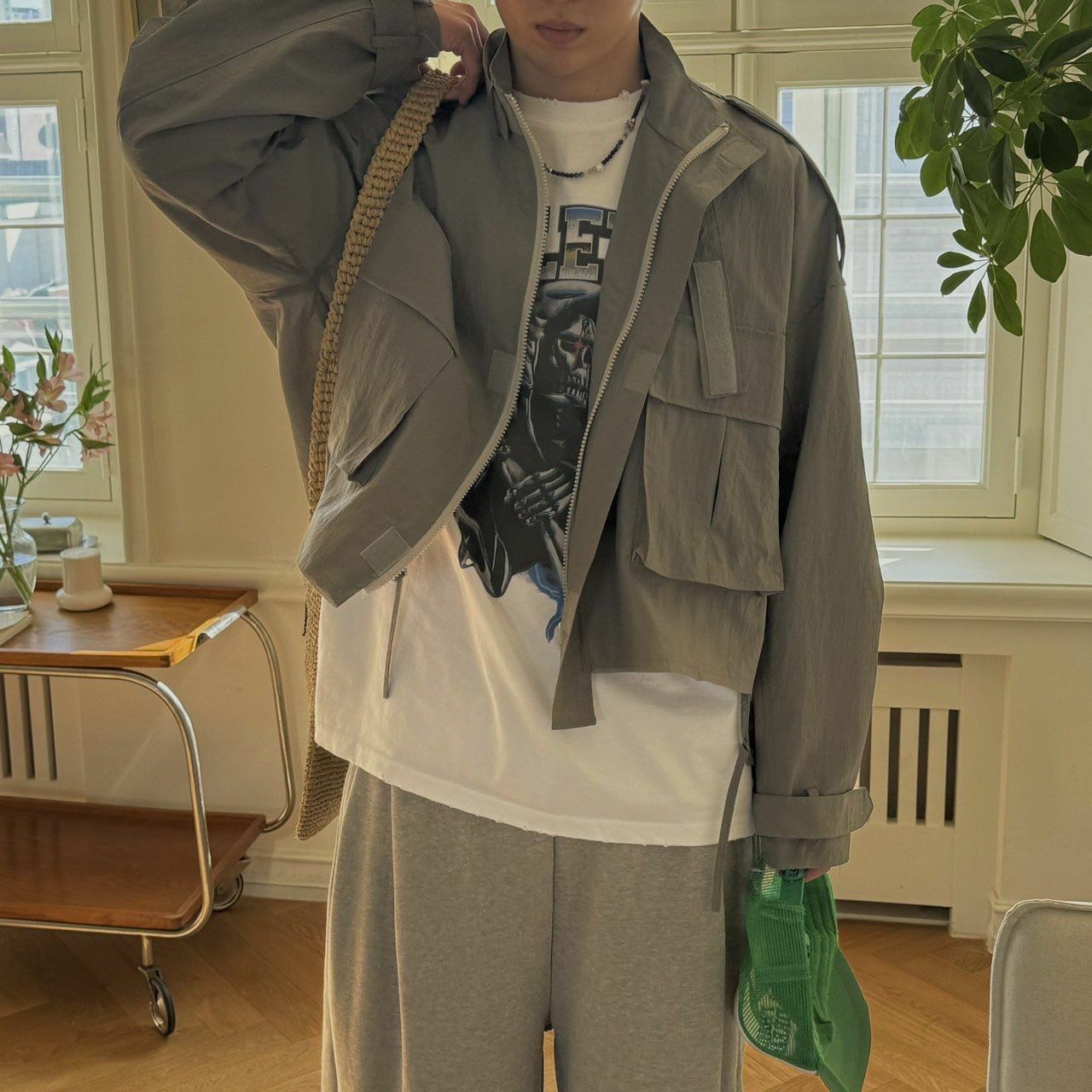 淨色企領拉鍊短外套 BY ATTENTION-160JK