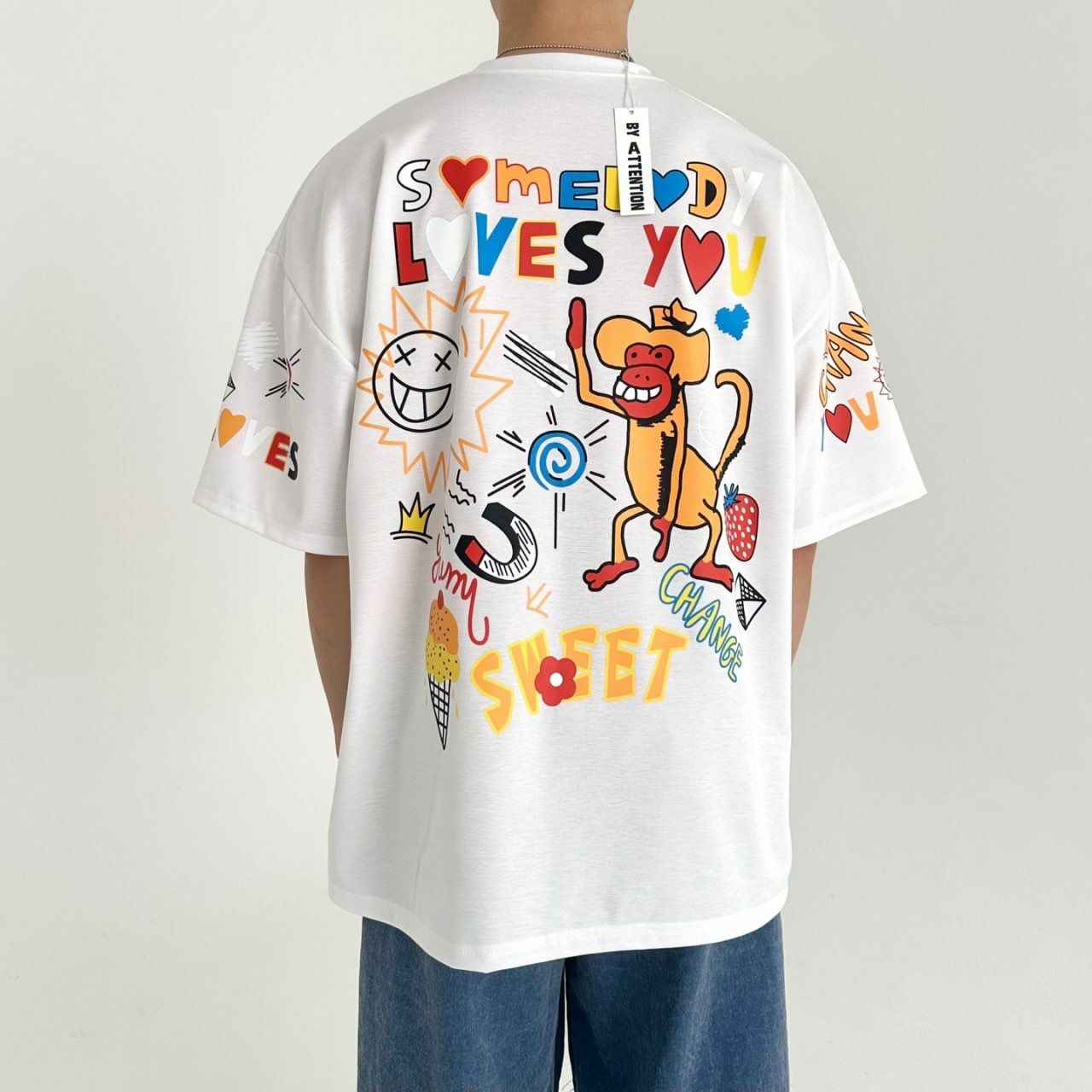 英文字圖案短袖Tee BY ATTENTION-162T