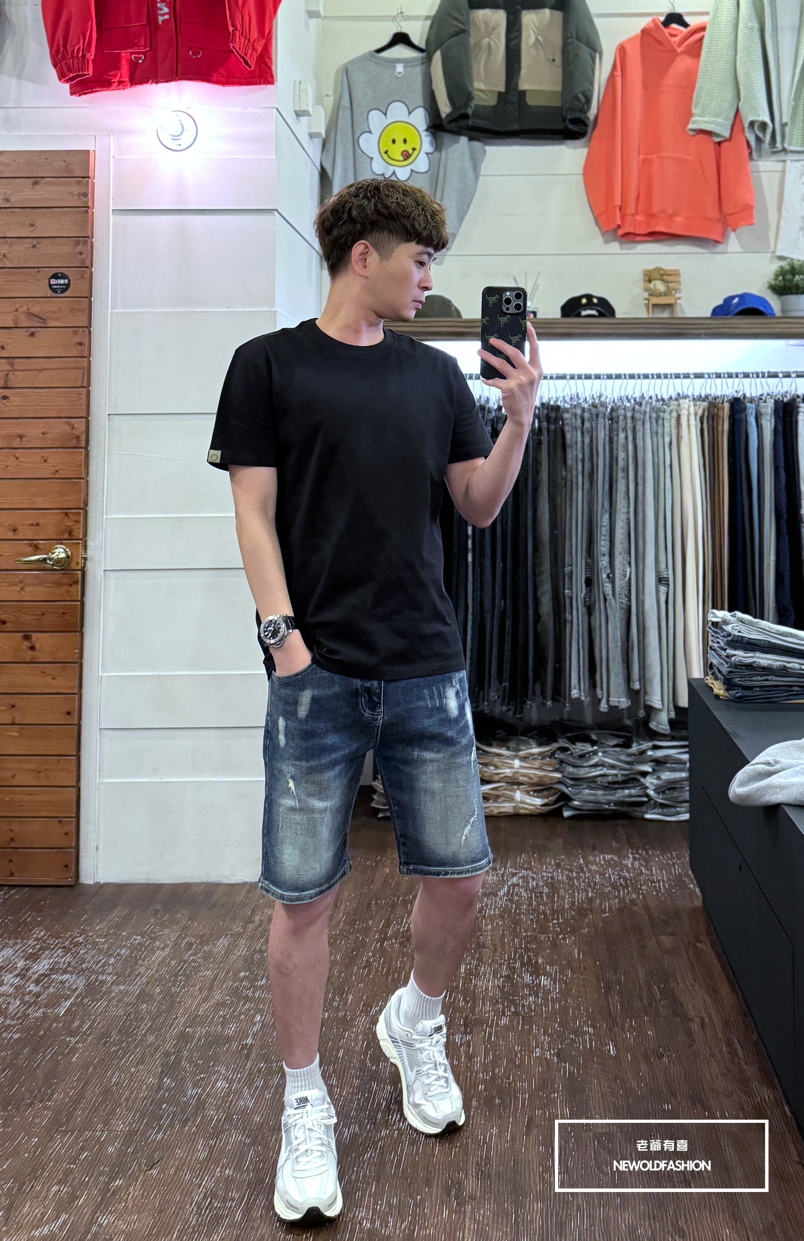 『新品上市』重磅圓印微抓痕牛仔短褲(NOF2403323)