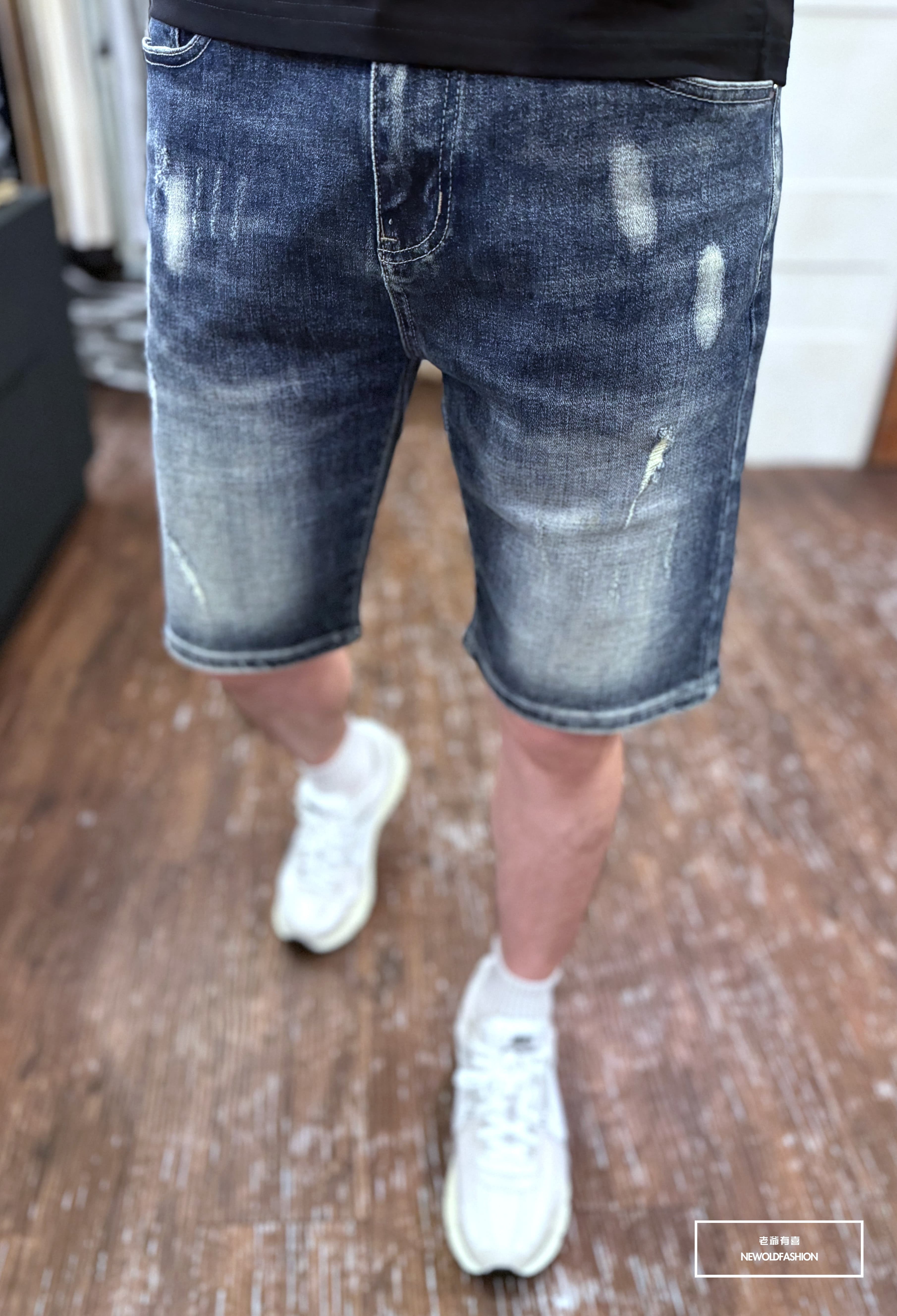 『新品上市』重磅圓印微抓痕牛仔短褲(NOF2403323)