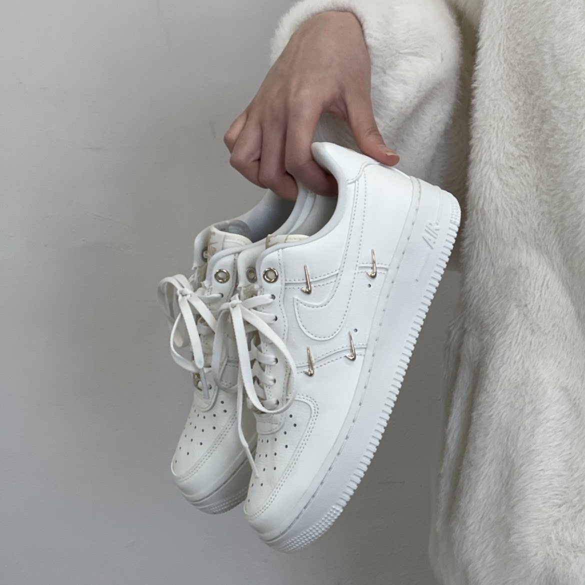 Nike Air Force 1'07 LX Mini Gold 白金 四金勾 小金勾 全白 泫雅同款