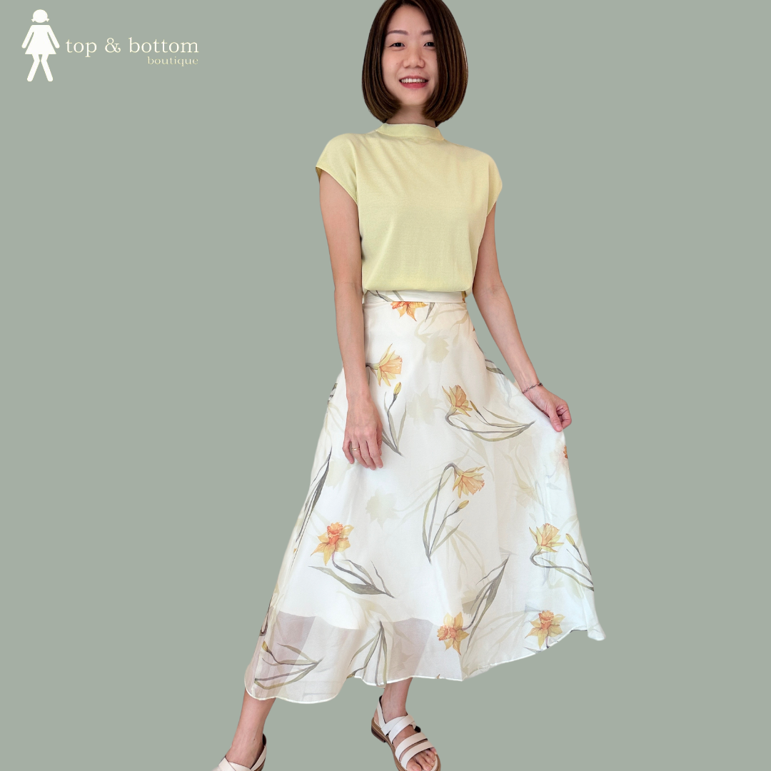 ORGANZA FLORAL PRINT SKIRT