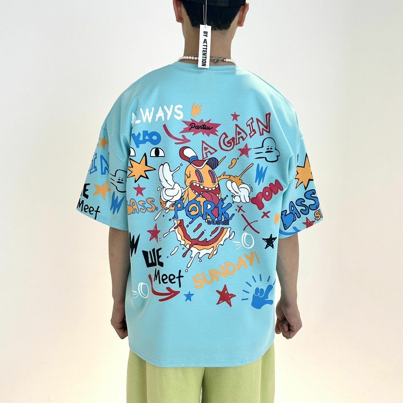 英文字圖案短袖Tee BY ATTENTION-163T