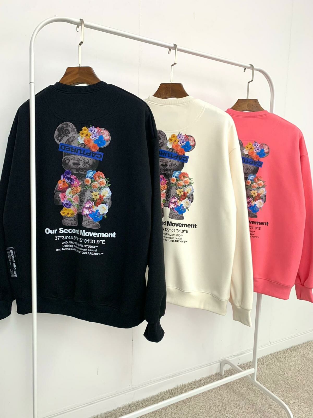 花花熊仔圖案英文字衛衣 2nd ARCHIVE-096T